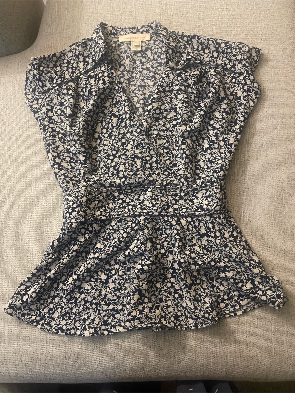 Strapless Navy & White Floral Women’s Top